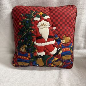 Santa Claus Quilt Print Christmas‎ Throw Pillow Square 12x12" Multicolor Holiday